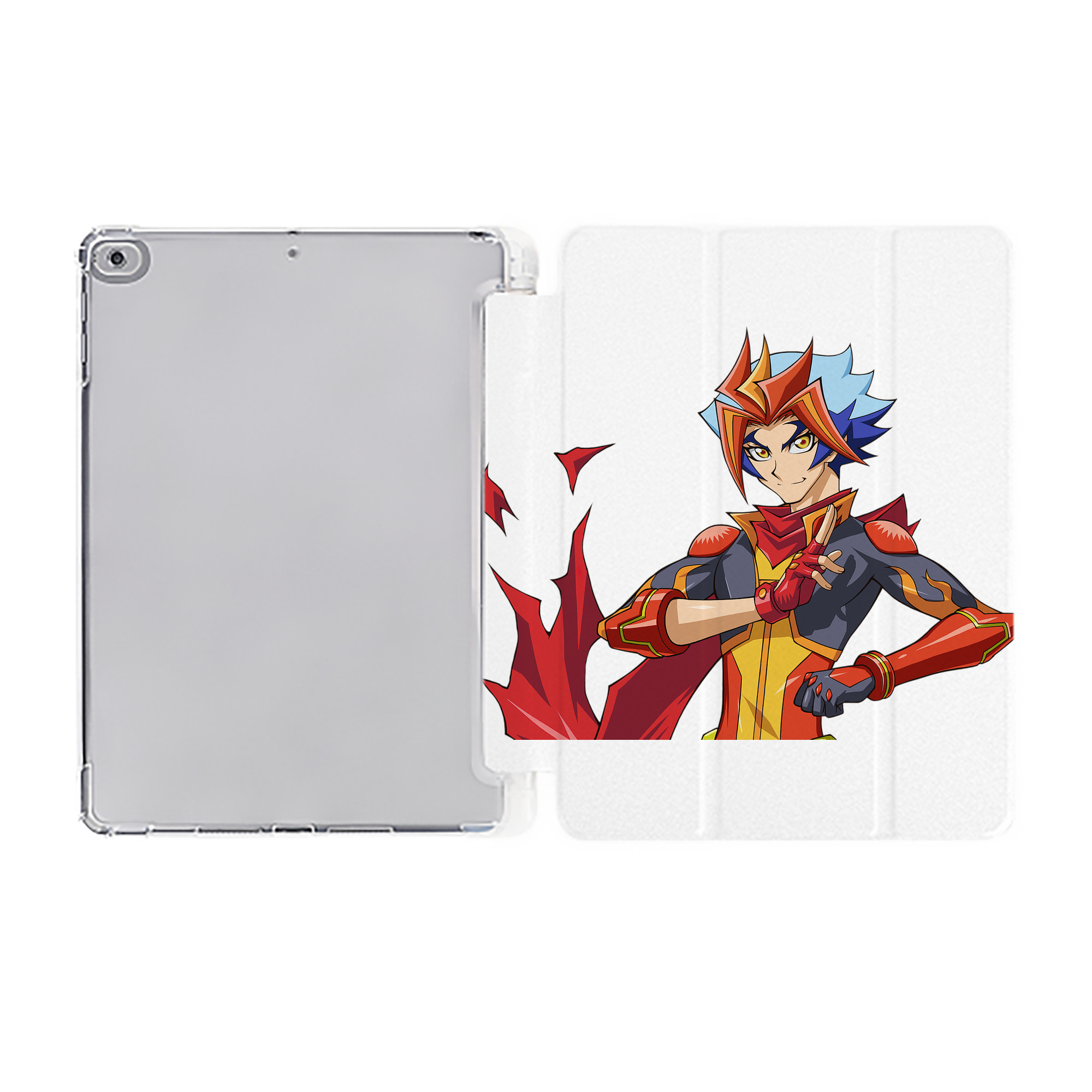 （画像用） 遊☆戯☆王 Yu-Gi-Oh! IPad ケース ペン収納付き 三つ折りスタンド PUレザー×シリコン 対応機種9.5/10.5/10.9インチ
